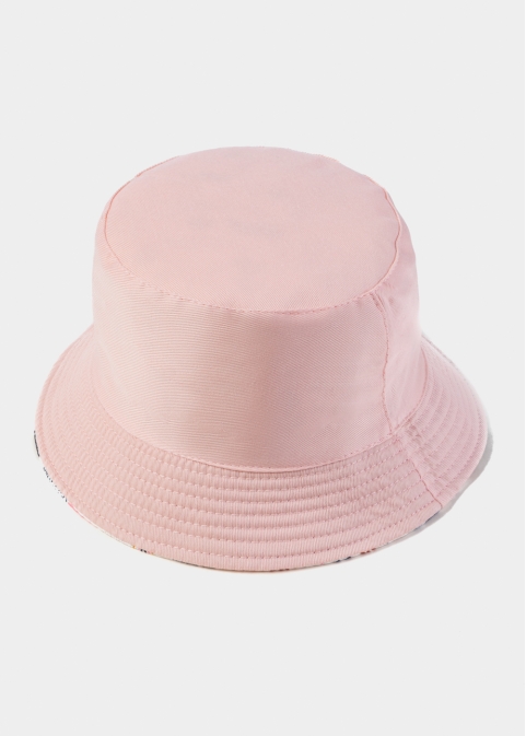 Pink Double Face Kids Bucket Hat w/ Swordfishes Pattern 