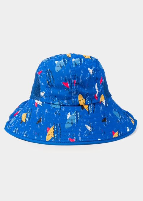 Blue Kids Bucket Hat w/ Neck Protector 