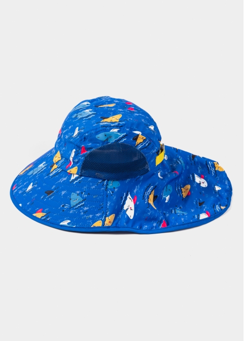 Blue Kids Bucket Hat w/ Neck Protector 