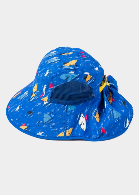 Blue Kids Bucket Hat w/ Neck Protector 