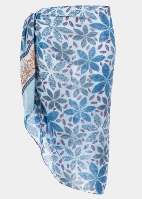 Light blue pareo w/ leaves design