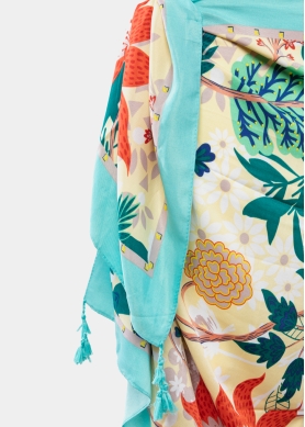 Light blue pareo w/ multicolor floral print