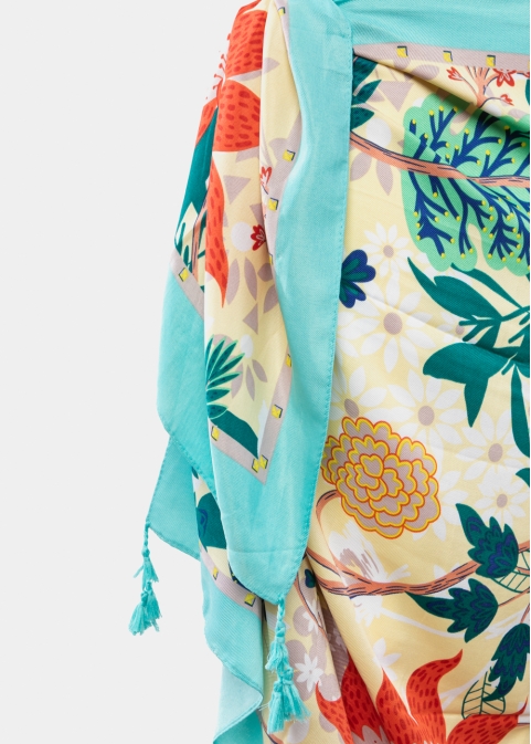 Light blue pareo w/ multicolor floral print