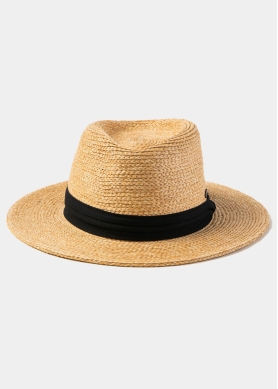 Natural Raffia Panama Style Hat w/ Black Hatband