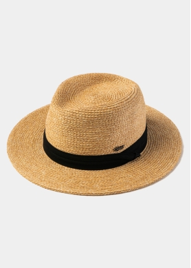 Natural Raffia Panama Style Hat w/ Black Hatband