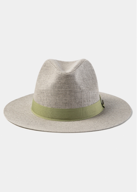 Light Grey Panama Style Hat w/ Olive Hatband