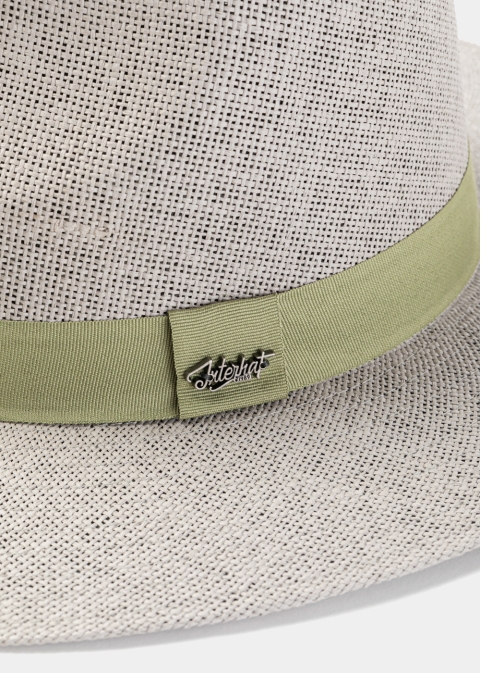 Light Grey Panama Style Hat w/ Olive Hatband