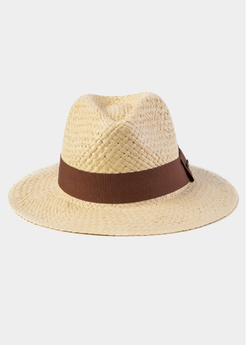 Beige Panama Style Hat w/ Brown Hatband