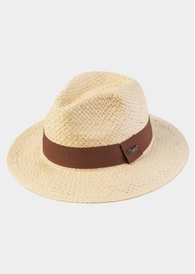 Beige Panama Style Hat w/ Brown Hatband
