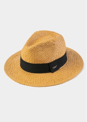 Brown Panama Style Hat w/ Black Hatband