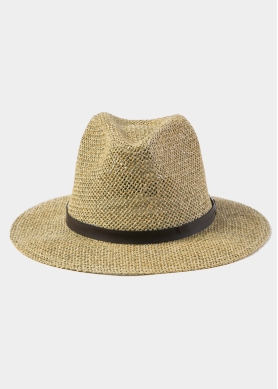 Brown Panama Style Hat w/ Leatherette Hatbelt