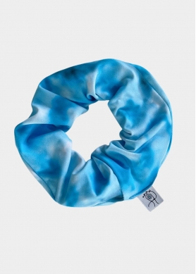 Tie Dye Shiny Scrunchie Blue