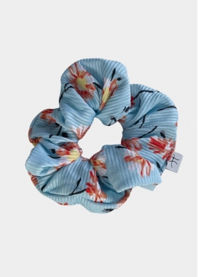 Rib Floral Scrunchie Baby Blue 