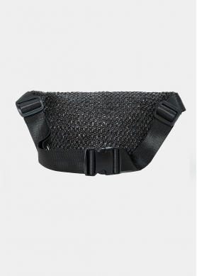 straw belt bag with fringes in black 