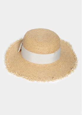 braided straw hat with metal detail