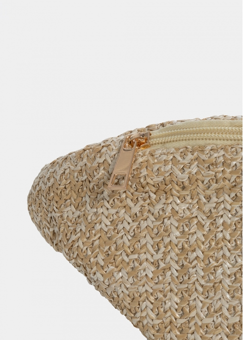 straw belt bag in beige