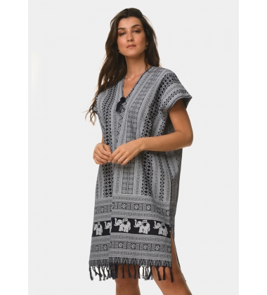 Boho caftan with elephants