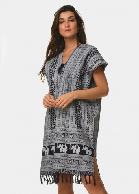 Boho caftan with elephants