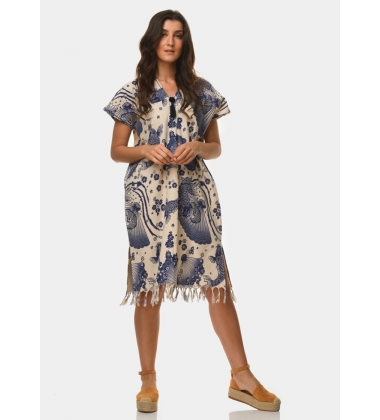 Boho caftan with fishes