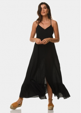 Black strapped long dress