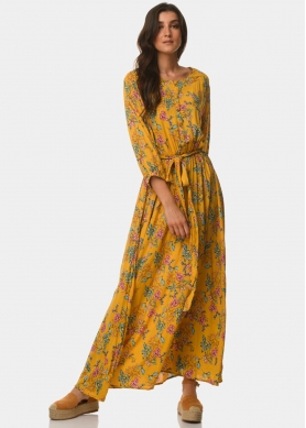 Mustard dress with flowers