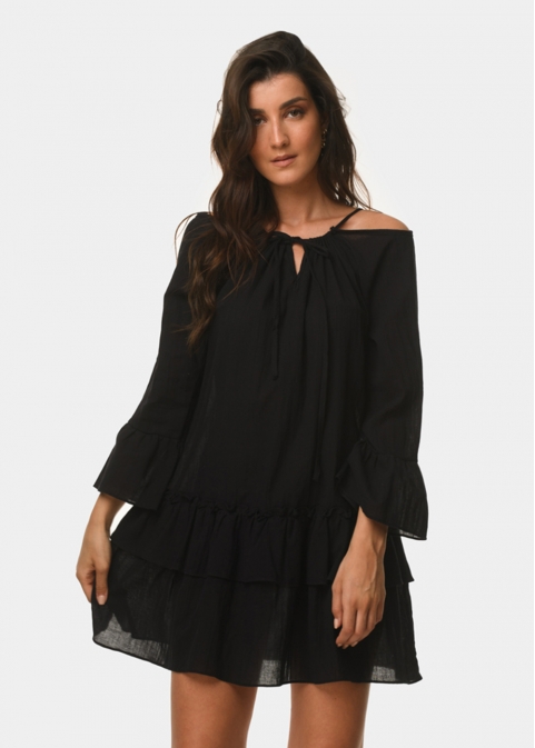 Black open shoulder dress