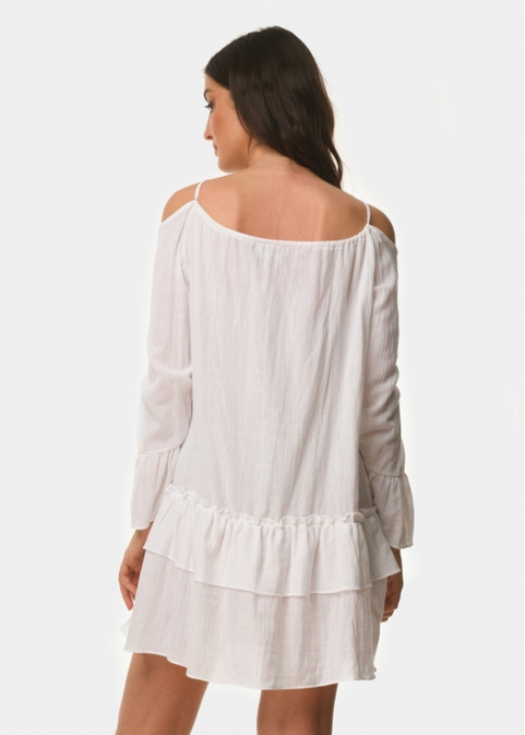 White open shoulder dress