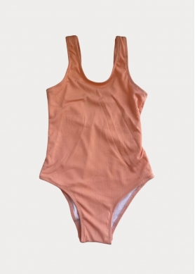Girls Ribbed Low Back One-piece Swimwear - Peach