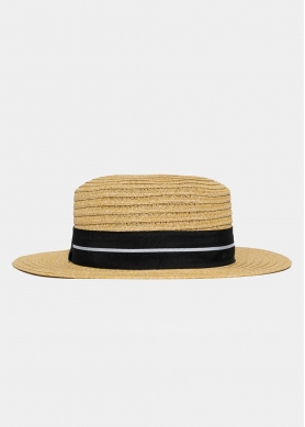 Brown Straw Hat with Black Strap