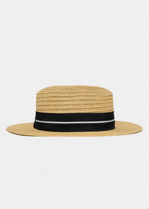 Brown Straw Hat with Black Strap