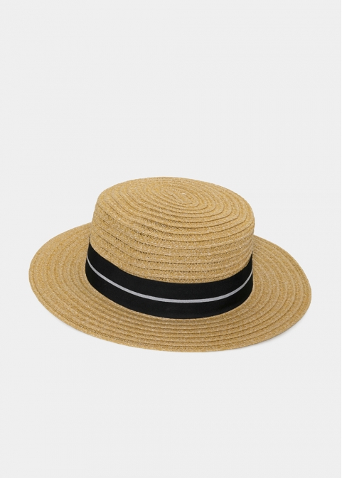 Brown Straw Hat with Black Strap