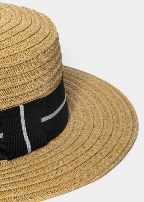 Brown Straw Hat with Black Strap