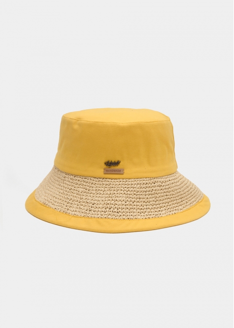 Mustard Bucket Cotton & Straw Hat 