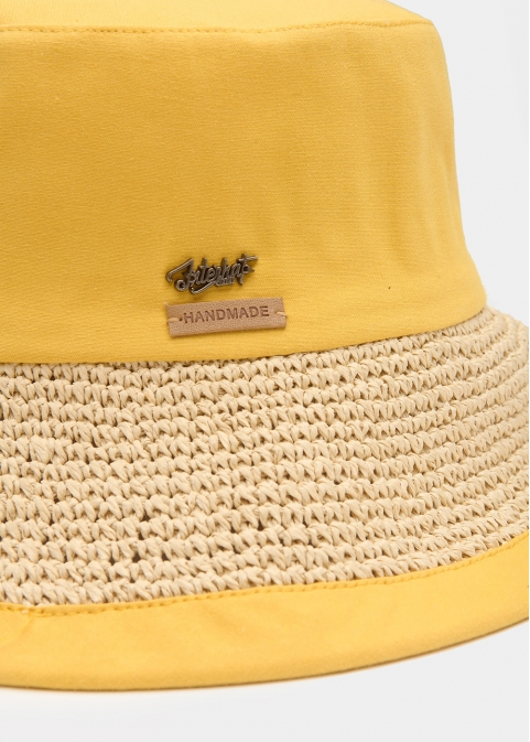 Mustard Bucket Cotton & Straw Hat 