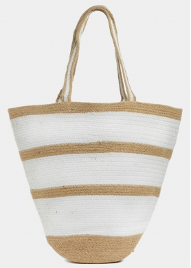 Big Jute & Cotton Striped Beach Bag 