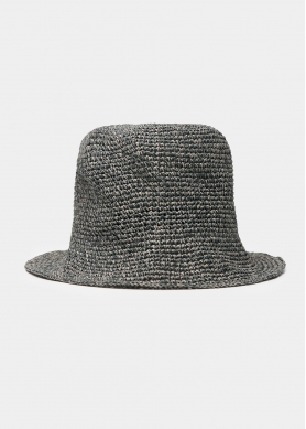 Grey Bucket Straw Hat 