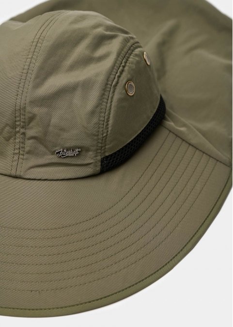 Khaki active hat with neck protector 