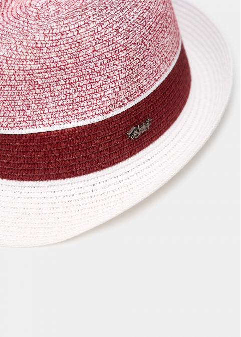 White fedora with bordeaux details
