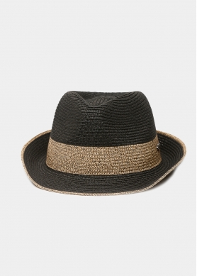 Black fedora with beige detail