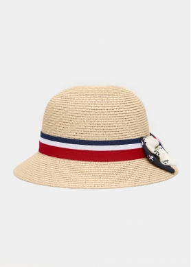 Beige Straw Hat w/ Multicoloured Bow