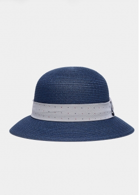 Navy Blue Straw Hat w/ light blue strap 