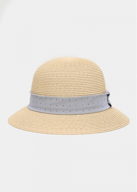 Beige Straw Hat w/ light blue strap 