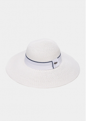 White Straw Hat w/ Strap 