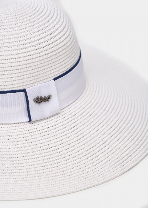 White Straw Hat w/ Strap 