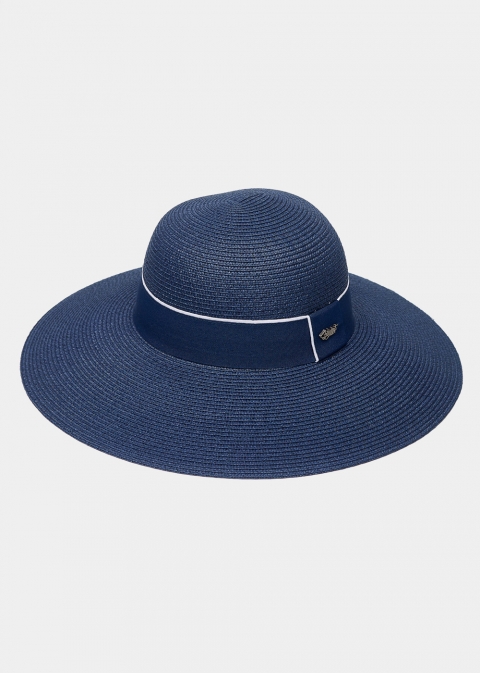 Navy Blue Straw Hat w/ Strap 