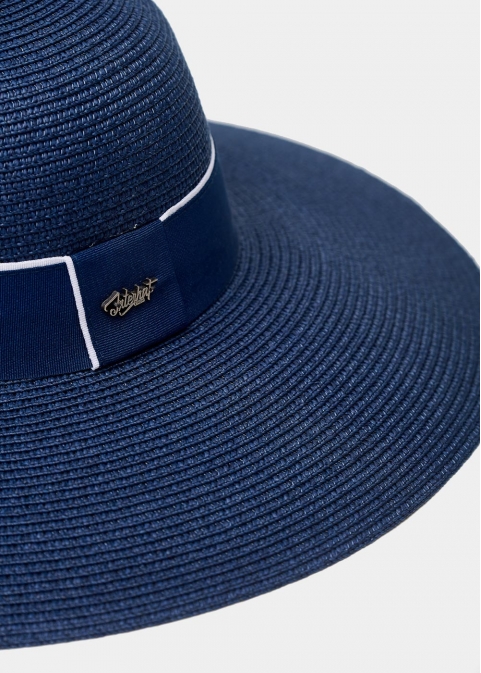 Navy Blue Straw Hat w/ Strap 