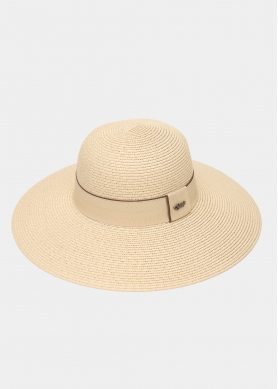 Beige Straw Hat w/ Strap 