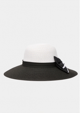 Black & White Straw Hat w/ Bow