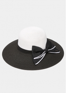 Black & White Straw Hat w/ Bow