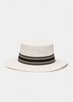 White Venezia Style Straw Hat 